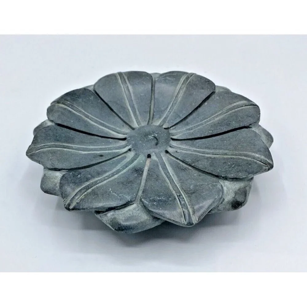 Mystic Passage Home Collection Green Ceramic Flower Leaf Pillar Candle Holder